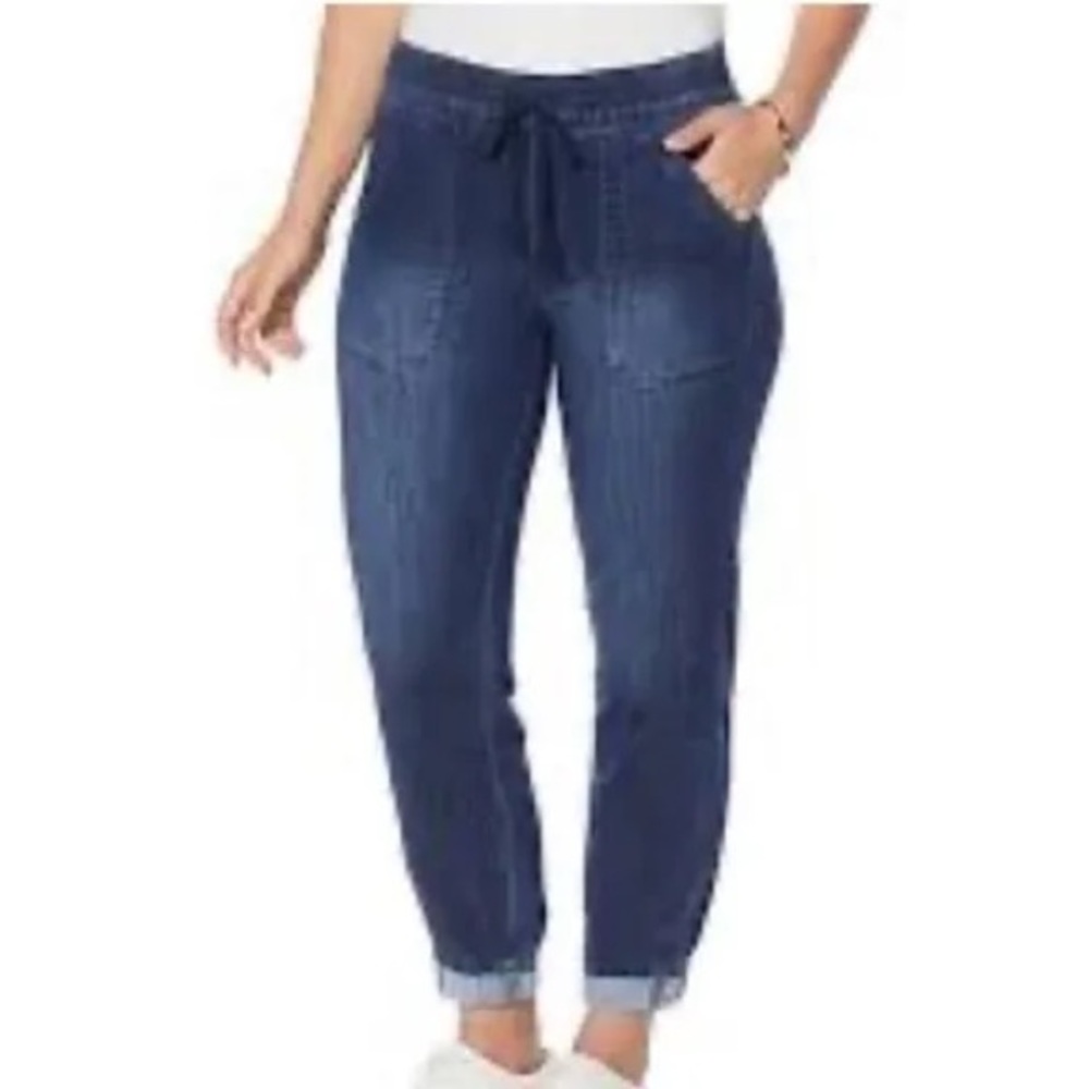 Democracy Abroad Leisure High Rise Stretch Denim Joggers Deep Blue Size 10